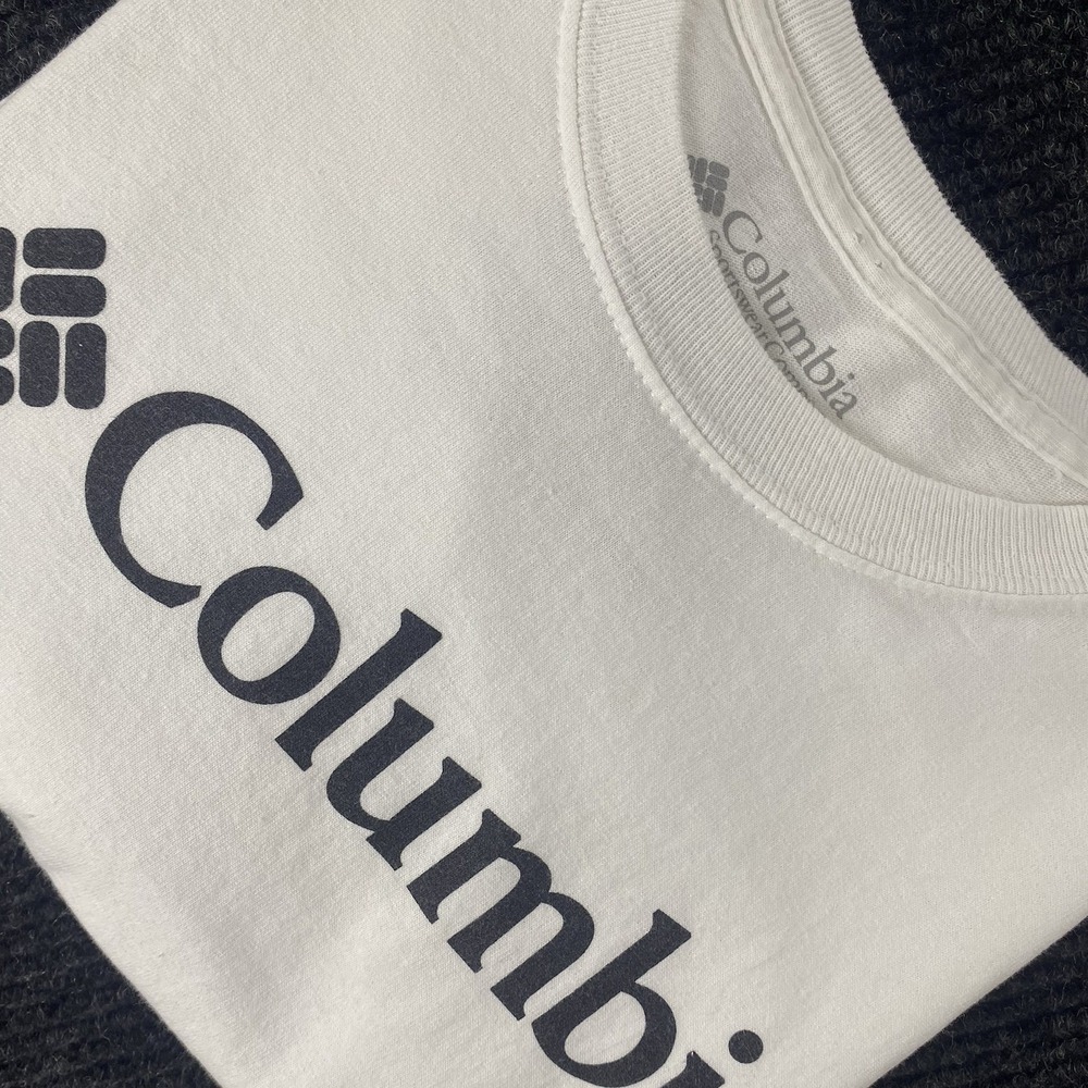 Columbia Long Sleeve Shirt Mens Large White Graphic Logo Outdoor‎ Gorpcore